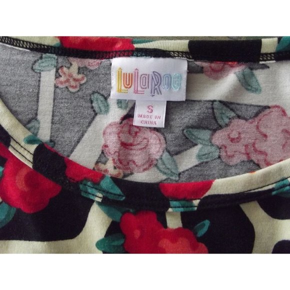 LULAROE Julia Dress Size Small Black Red Roses Dipped Julia - Picture 3 of 9